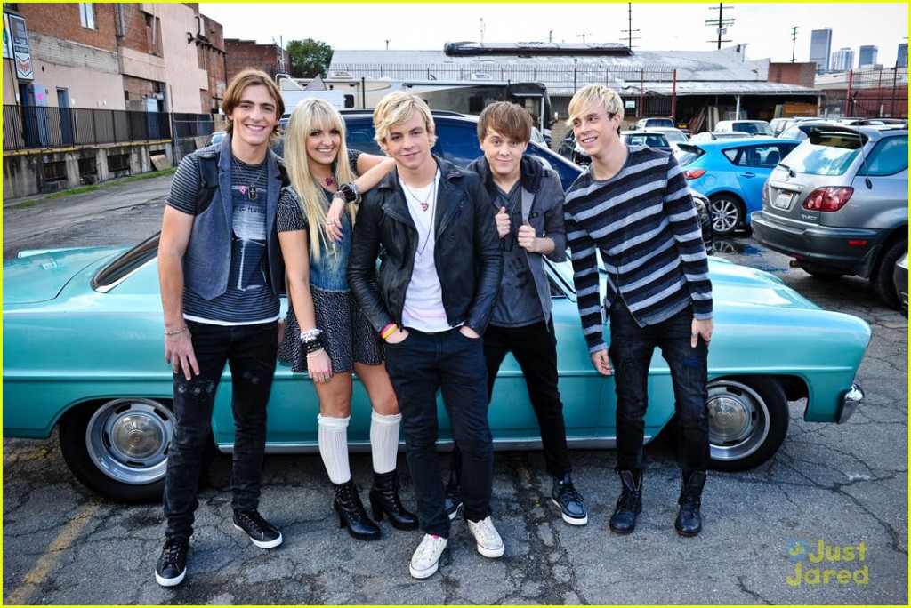 The band R5 on Location During the Recording of Their Music Video LOUD